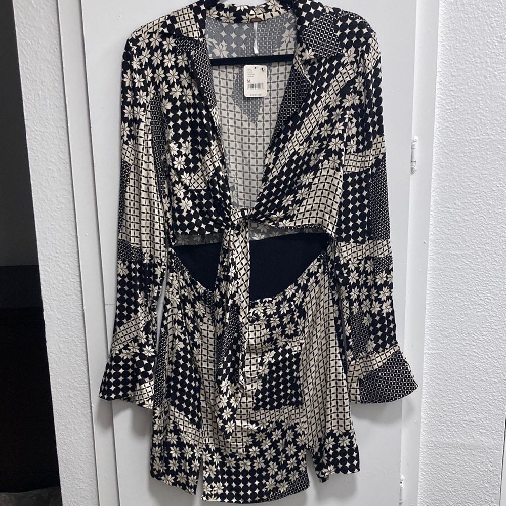 Free People Printed Tie Front Dress